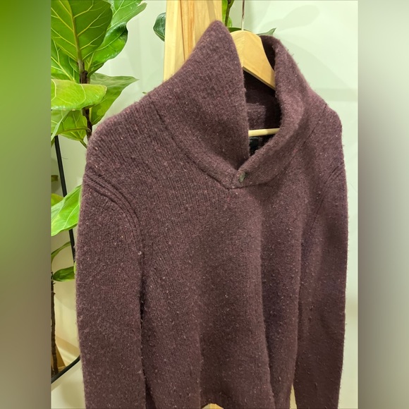 Rag And Bone Sweater Button Soft Wool Oversized Knit Burgundy Maroon Xl - Picture 2 of 5
